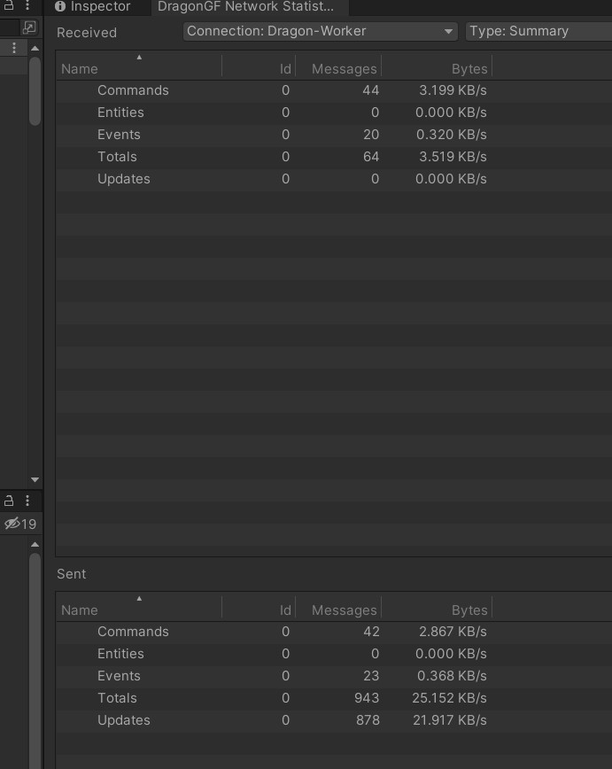 Dragon GF Networking Statistics Unity Editor Window